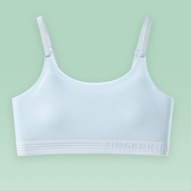 Seamless Soft Training Vest for Growing Puberty GirlsThin Adjustable Shoulder Straps Comfort Developmental Underwear for Kids 10-16 Years Old