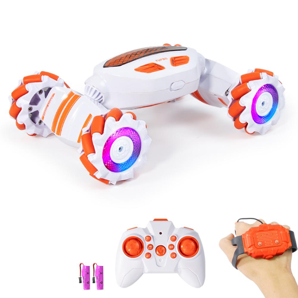 

Детская трюковая машинка с дистанционным управлением, 2.4G, распознающая жесты, игрушечная машинка с дистанционным управлением, 4WD, с фарами 2 Battery оранжевый