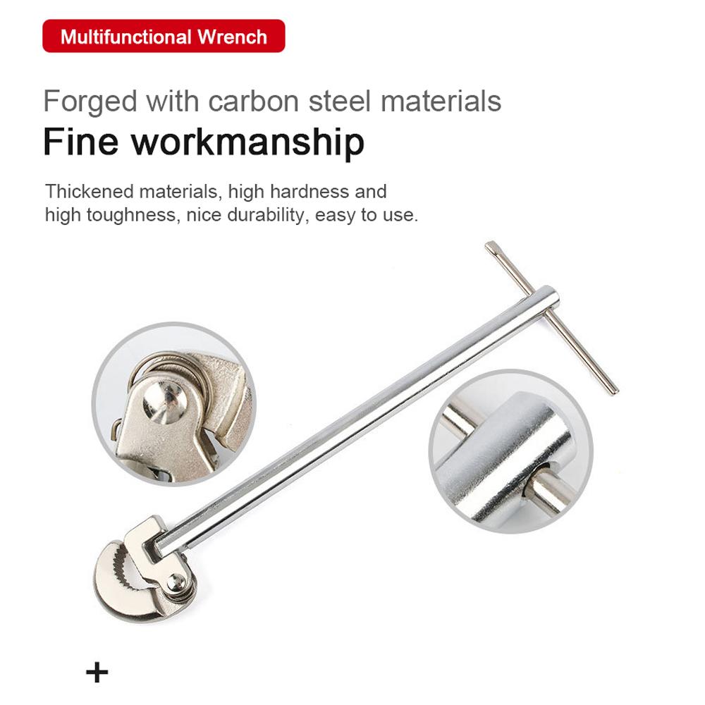 Multifunctional Sink Wrench Carbon Steel Faucet Sewer Pipes Bathroom Plumbing Installation Disassembly Tool 180 degrees