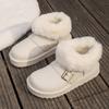 Large size low tube snow boots for women's autumn and winter new turning hair and piling thickened warm cotton shoes for women