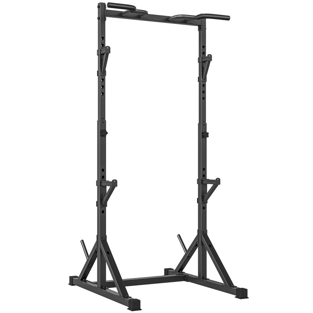 Adjustable Squat Rack With Double Support Weight Plate Holder And Pull Up Bar Steel 112 100x201 217 Cm Black
