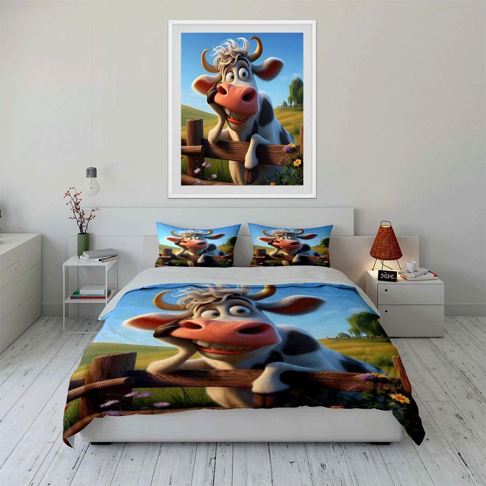 Farm-Themed Illustration Set For Decor Exquisite Three-Piece Bedding Set Gift For Kids And Adults