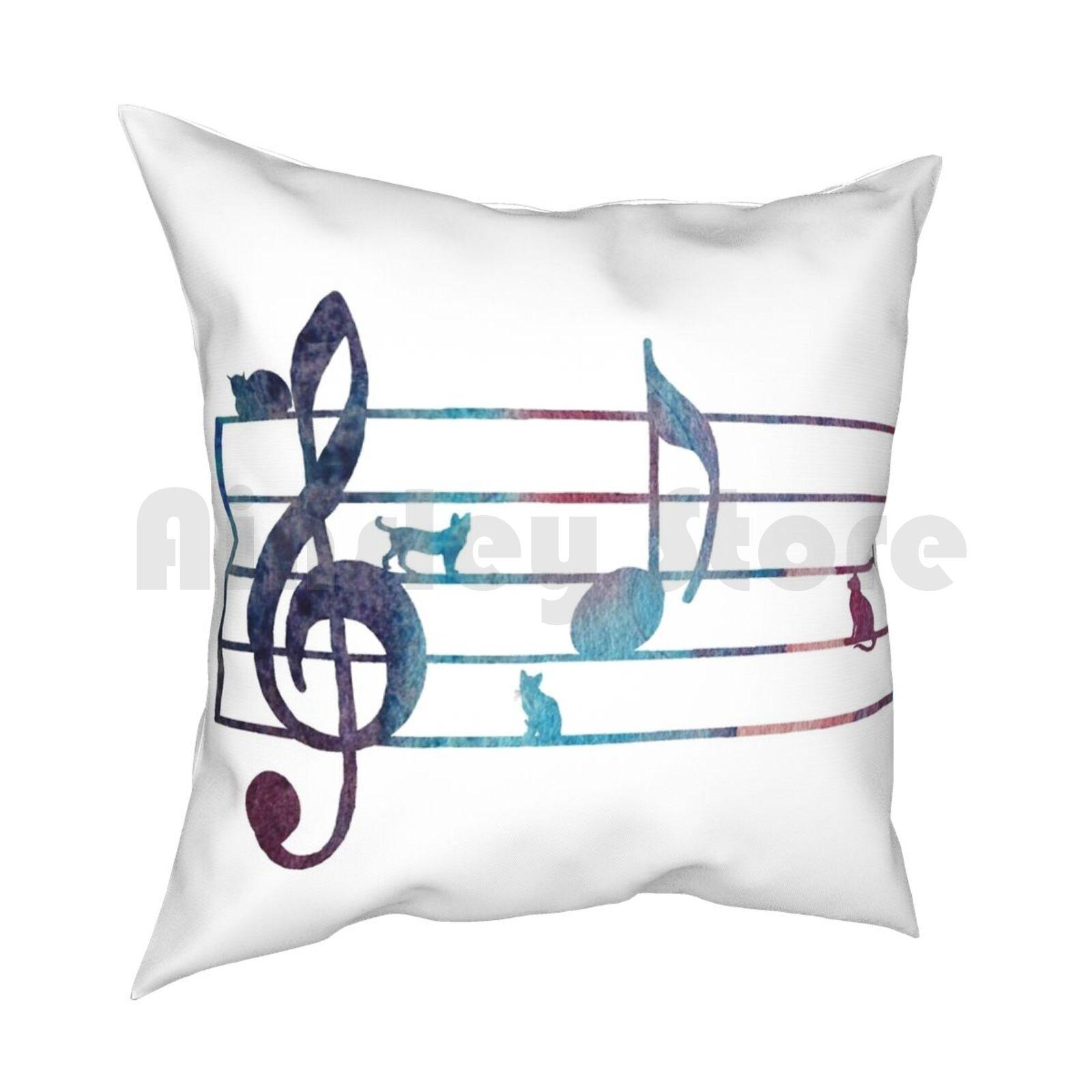 Art Cats Pillow Case Printed Home Soft DIY Pillow Cover Cat Cats Watercolor Water Color Music Colorful Cat Lover Cat Cat 30cmx30cm