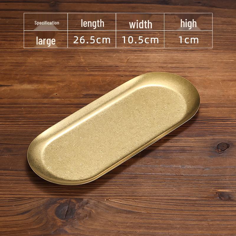 Retro Gold Stainless Steel Tableware Set: Rectangular Plate, Seasoning Dish, Bowl, Water Cup, Chopsticks, Spoon.
