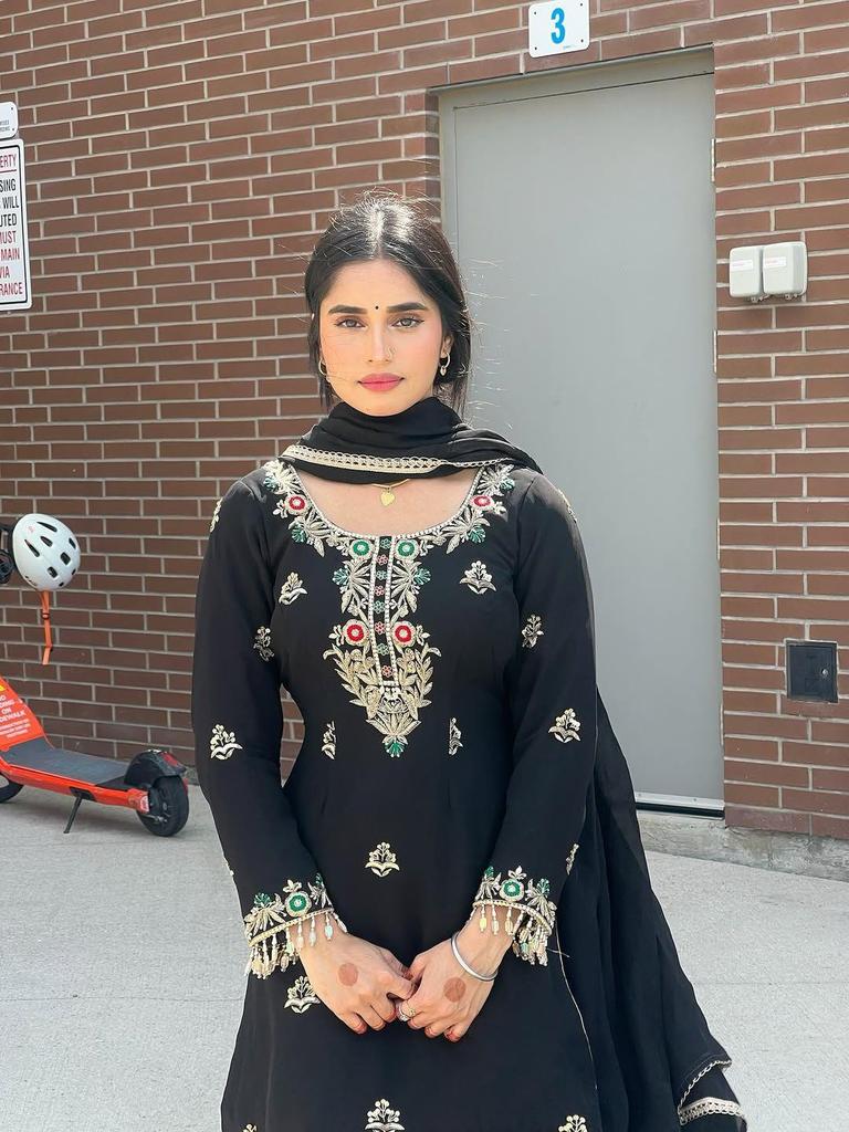 Black Salwar Kameez Sharara Set Indian Women Party Wear Pakistani Salwar Suit Dress