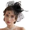 Bridal Feather & Tulle Petal Hairpiece with Veil