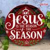 Jesus Metal Tin Sign Christmas Christian Wall Art Religious Wreath Red Gold Decor Lamb Silhouette Rustic Farmhouse Easy Hang Home Living Room Bedroom
