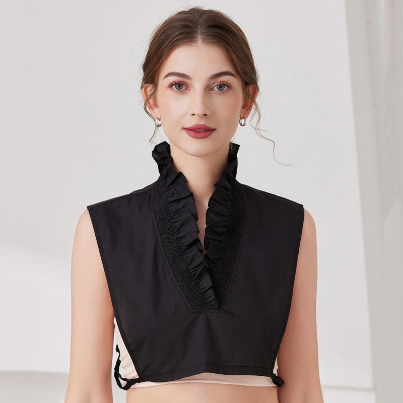 

Блузка со съемным воротником-стойкой, однотонная, полурубашка, декоративный воротник с оборками, свитер, ложный воротник, топ, аксессуар для одежды