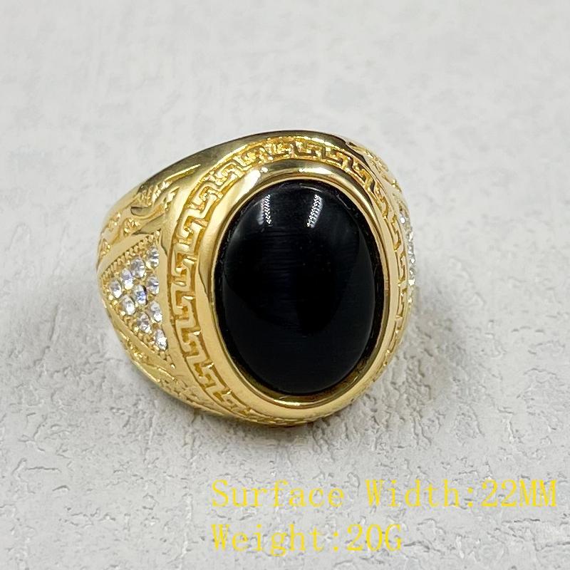 

Men Ring Gold Color Classic Wedding Band Male Rings rhinestone Stainless Steel Biker Band Gift 13
