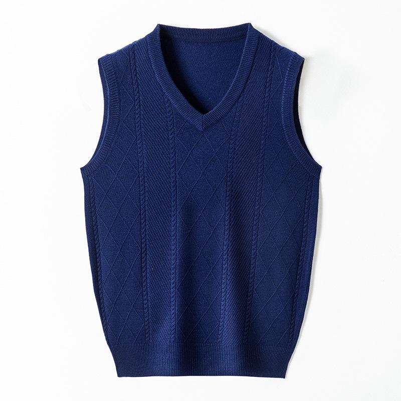 Men S Sleeveless V Neck Knitted Pullover Vest Solid Color Thick