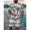 Men's Casual Sports Suit With Fun Printed Round Neck Short-sleeve T-shirt And Shorts Two-piece Set Outdoor Street Fashion Set