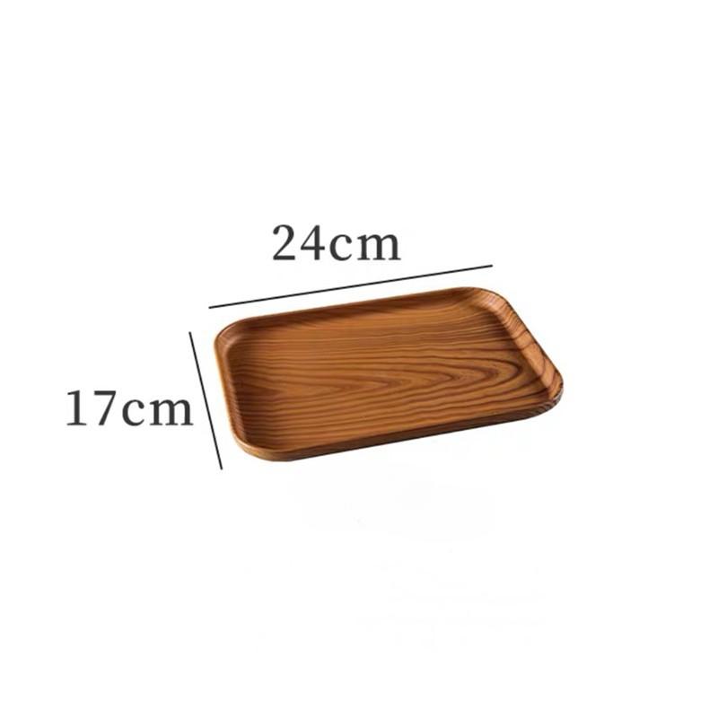 Plastic Serving Tray Home Tea Fruit Dessert Tray Wooden Pattern Plastic Food Cooking Storage Tableware Plate Tray Kitchenware