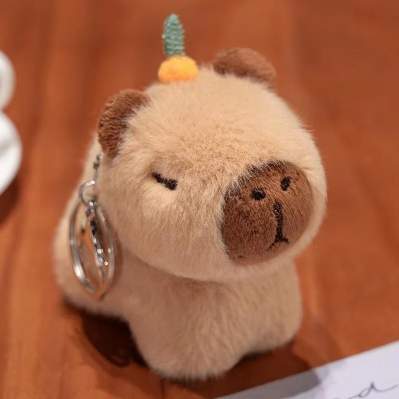 Pingente de Pelúcia Capivara Capivara Pelúcia Chaveiro Bolsa Argola de Chave Bonecas Fofas Cachorro Gato Decoração de Carro Presente de Natal