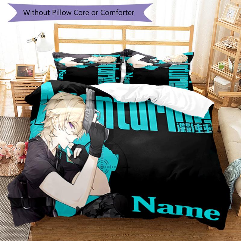 3pcs Custom Name Anime Honkai Star Rail Aventurine Bedding Set Duvet Cover Closure Includes 1 Duvet Cover & 2 Pillowcases for All Seasons Bedroom Deco