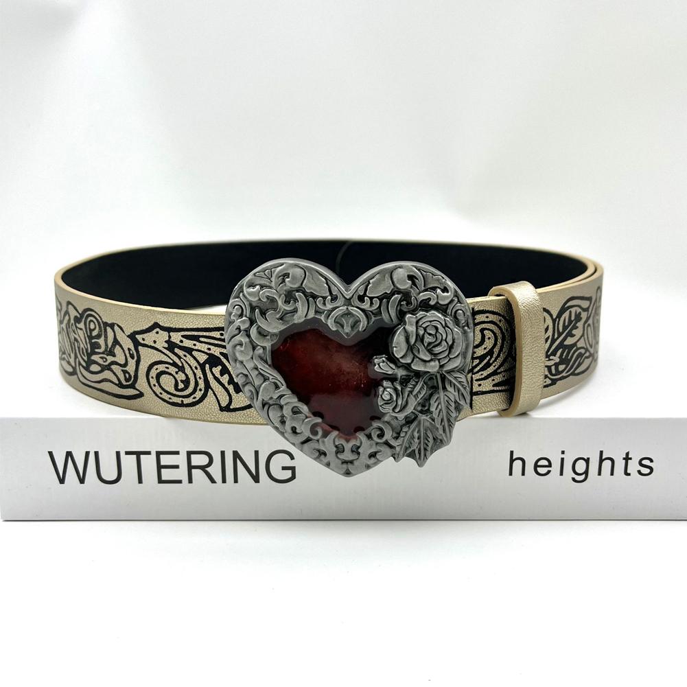 Retro Embossed Heart Belt Punk Personality Y2k Spicy Shaping Gothic Men's and Dark Women's Vers Z6C9