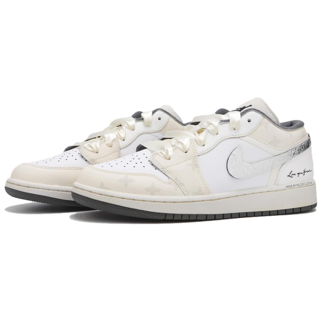 Jordan Air Jordan 1 Low top Vintage Basketball Shoes Men's Ecru 553558-044(Team24-)