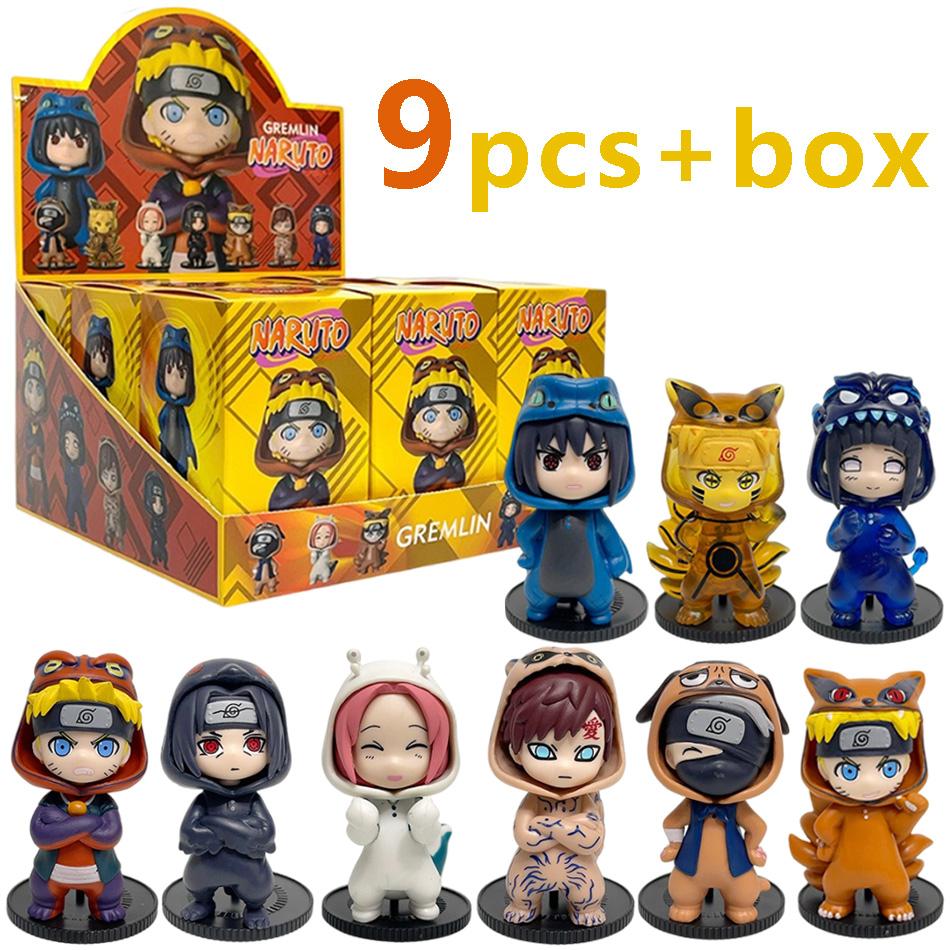 8cm Anime Naruto 9pcs Set Random  Haruno Sakura Kakashi Sasuke Action Figure Movie Model Toy Birthday Christmas Gift