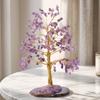 HEALING OF SOUL Amethyst Crystal Bonsai Tree | Hand-Twisted Copper Wire Trunk | Silver Wire Branches | Natural Stone Base | Ideal for Home Decor,