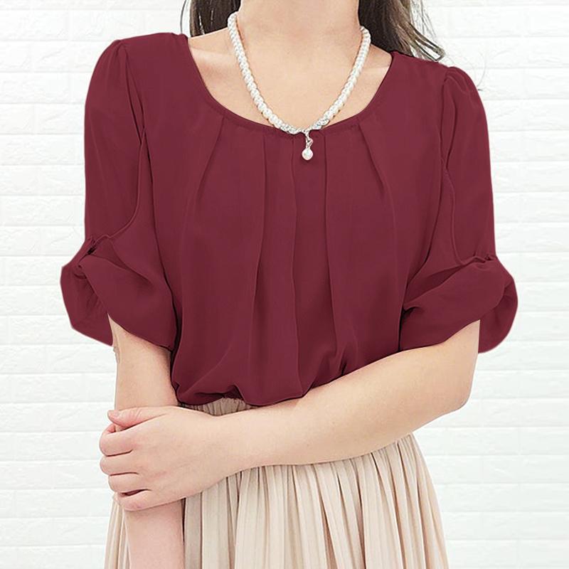 ZANZEA Blusa Casual de Verano para Mujer con Cuello Redondo y Manga Corta