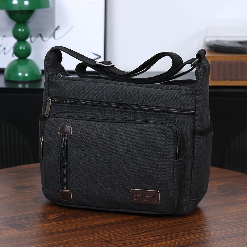 Men's Multi Pocket Casual Shoulder Bag - Adjustable Shoulder Strap, Zipper Closure, Ideal for Daily Commuting