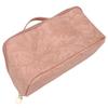 Make Up Cosmetic Bag PU Leather 180 Degree Opening Large Capacity Multi Functional Divider Flat Makeup Bag Pink