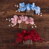 Fashion  Hair Jewelry Crystal Bridal Clips Bridesmaid Tiara Red Flower Hair Pin  Hair Combs