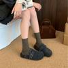 2025 New Korean Version Round Head Belt Buckle Thick-soled Woven Outer Wear Boken Bag Head Lazy Outer Wear Women's Shoes