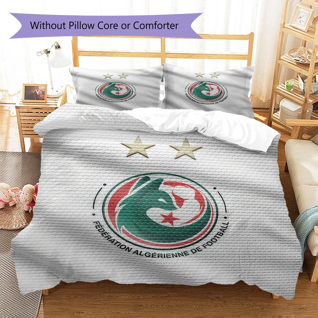 Algeria National Football Pattern Bedding,Quilt Set Quilt Cover Pillowcase Home Birthday Gift(1 * duvet cover + 2 * pillowcase, without core)