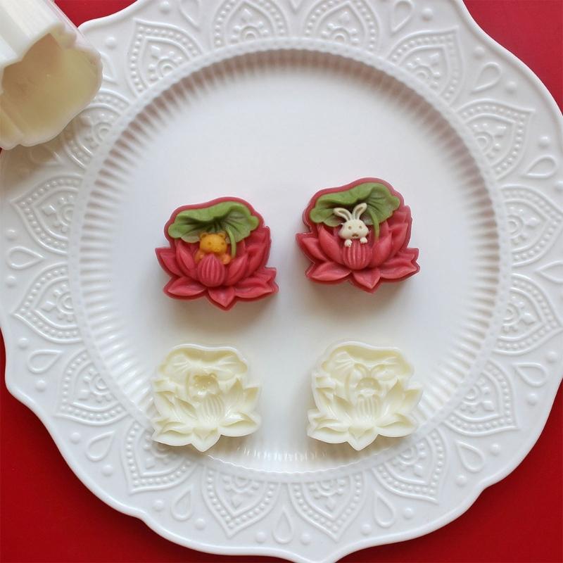 3D Flower Mooncakes Mould ABS Plastic Baking Tool Hand Press Designs For Cakes Cookie And Chocolates