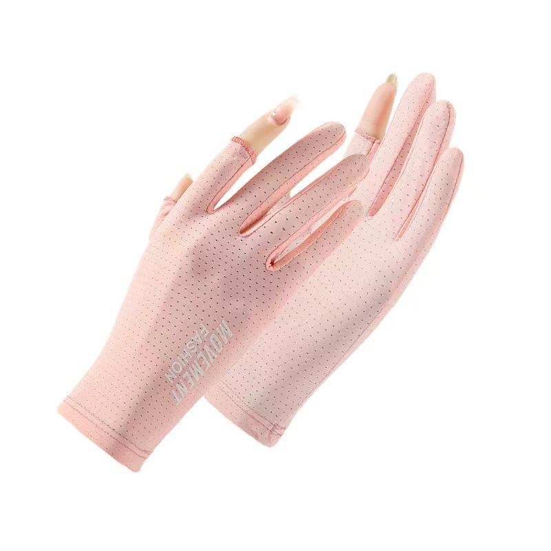 Cycling Gloves for Men and Women Summer Thin Ice Silk Breathable Touch Screen Driving Fishing Anti Slip Flip Two Finger Sun Protection Gloves