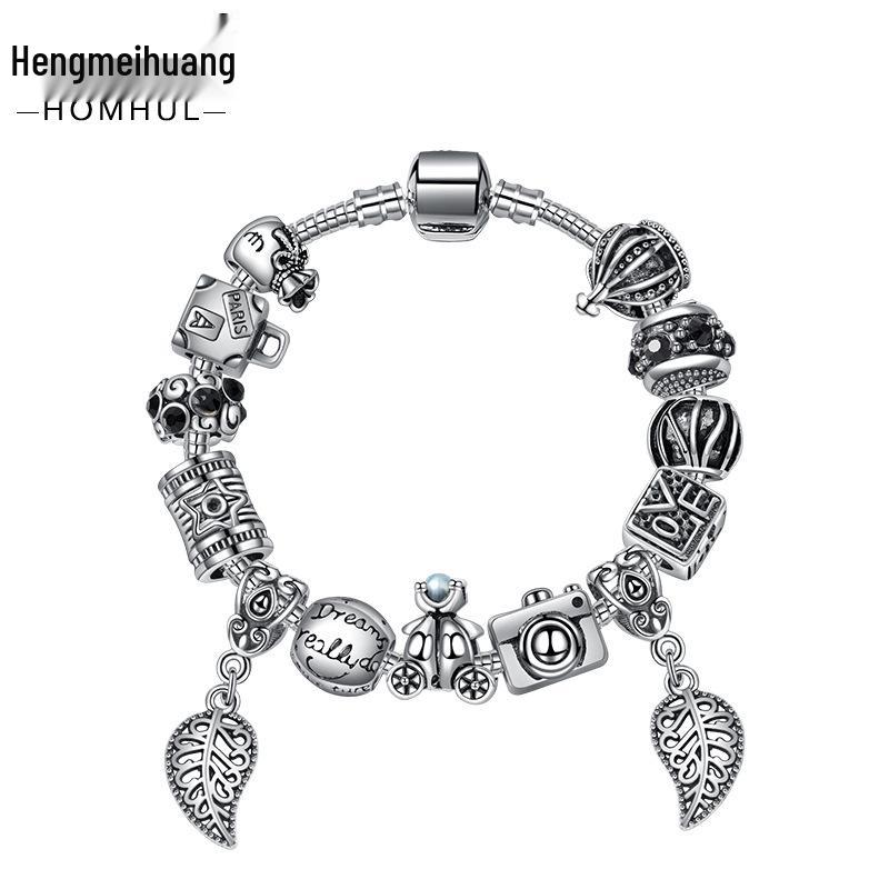 Women's Snowflake Diamond Heart Pendant Bracelet