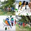 Spectacular Stained Glass Birds-on-a-wire Window Panel For Elegant Decor