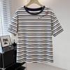 Women's Striped Round Neck Short Sleeve T-Shirt