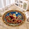Cute Christmas Day Gift Bell Santa Claus Snowman Christmas Tree round rug Home Soft Decorative Anti slip Chair Mat Carpet Outdoor Floor Mat Carpet 6
