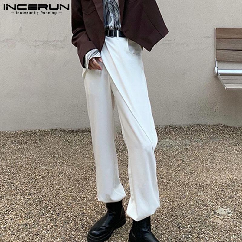 

INCERUN Мужские однотонные длинные брюки с эластичной резинкой на талии