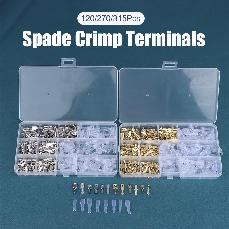 120/270/315Pcs 2.8/4.8/6.3Mm Spade Crimp Terminals Male Female Wire Connector Electrical Terminals Assorted Kit