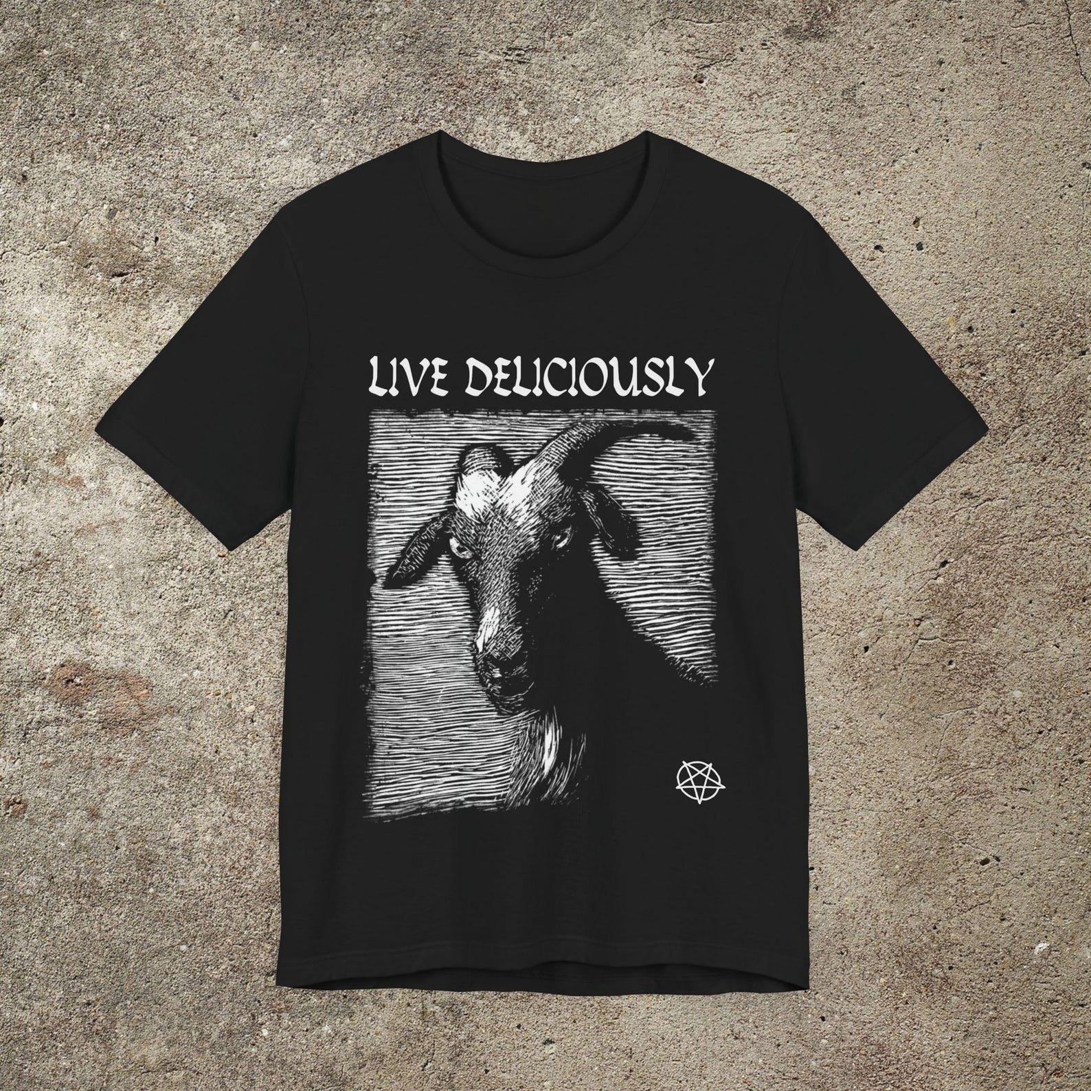 Live Deliciously Goat T-shirt, Witchcraft Occult Tee 3XL