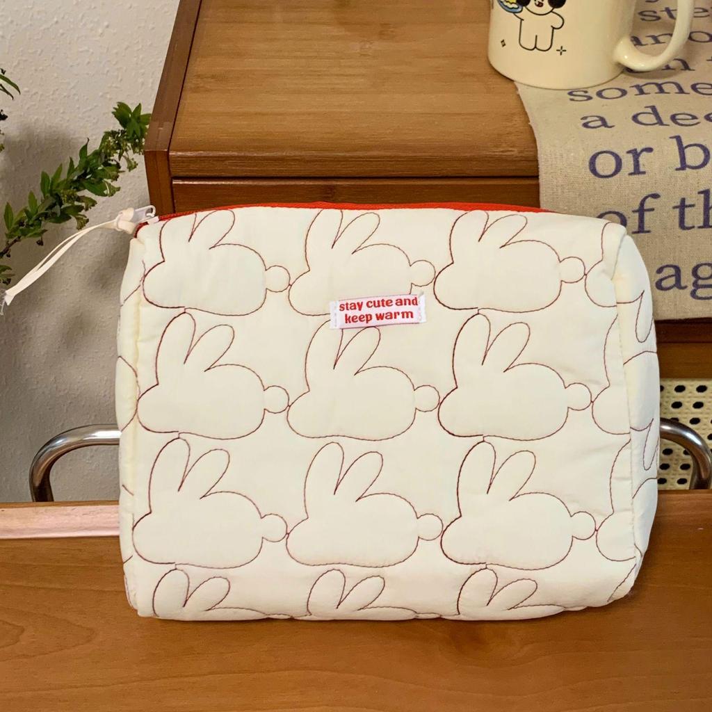 Rich Rabbit Quilted Cotton Cosmetic & Storage Bag - Large Capacity, Stylish, Portable, Zipper Clutch