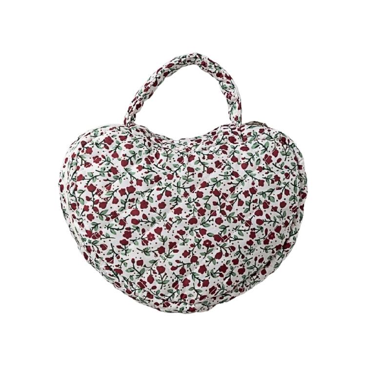 Florals Heart Makeup Organizers Quilted Water Resistant Cosmetic Bag for Travel Portable Toiletry Storage Women Use