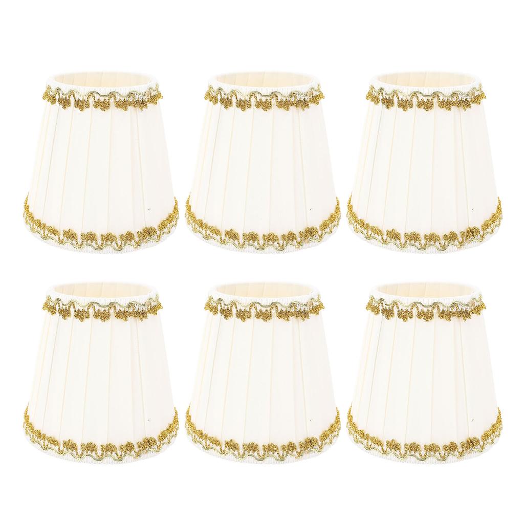 6PCS Fabric Lampshades Cloth Pleated Decorative Lamp Replacement Shade Clip On for Table Wall Lamps