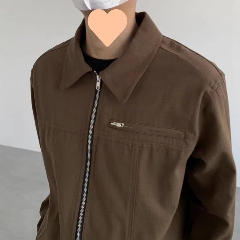 Vintage Men's Short Jacket Spring and Autumn Jacket Men's and Women's High Street Vintage Black Casual