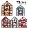 73pcs Christmas Baubles Set House Shaped Gift Box Decor Hanging Ornaments Tree Decorations