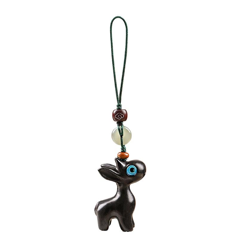 Sandalwood Deer Car Keychain, Pendant, Couple Phone Pendant, USB Disk Chain Hanger, Gift