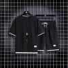 National Men's Summer Waffle Trend Casual Sports Set - Loose, Handsome Short Sleeve Clothing