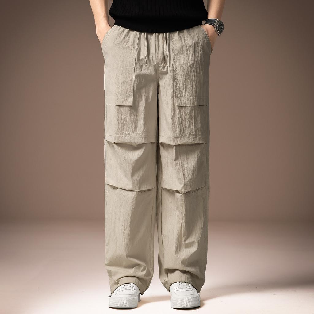 High-end Outdoor Thin Multi-pocket Tooling Charging Pants for Men's Summer New Loose Straight Casual Pants for Men