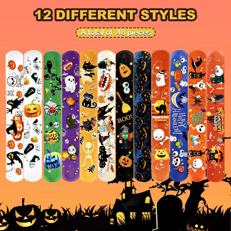 24PCS Halloween Celebration Slap Bracelets Comfortable Wear Wristbands Bracelets for Parties and Night Event Wholesale