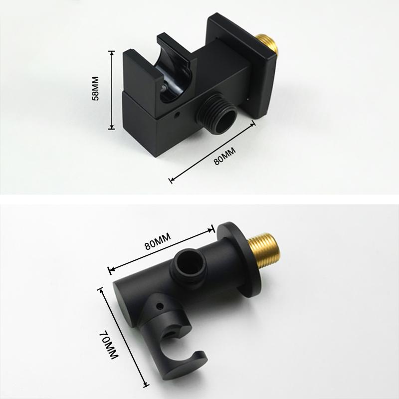 Matte Black Round/Square Brass Shower Head with Adjustable Shower Holder and 1.5M Stainless Steel Hose Bathroom Accessories