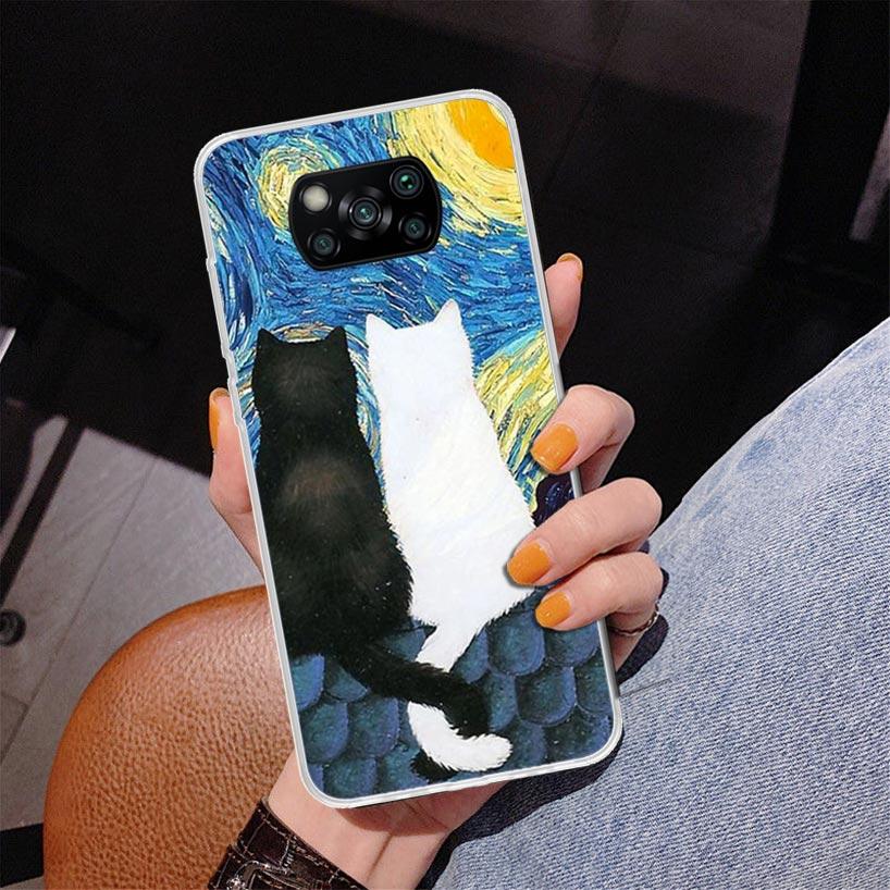 Black Cat Cartoon Cute Phnoe Case for Xiaomi Poco X5 X6 X7 Pro X4 Gt F7 Ultra M8 M7 Redmi 15C 15 13C 13 12C 12 Unique Cover Coqu