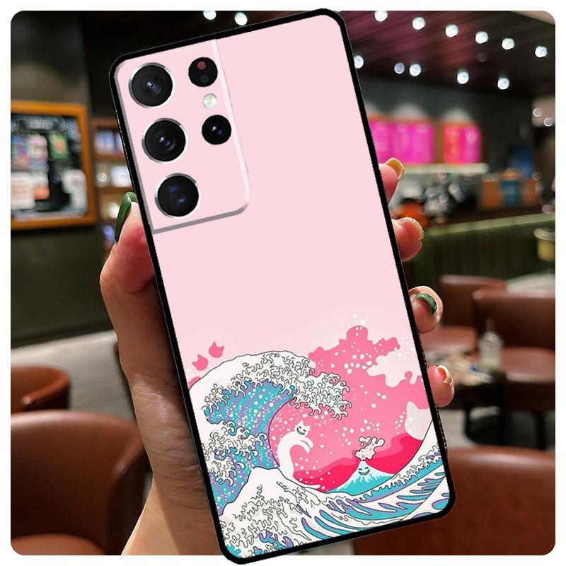 Japanese Wave Anime Dragon Phone Case For Samsung Galaxy S24 Ultra S20 S21 S22 S23 S25 Ultra S9 S10 Plus S25 FE Cover