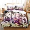 New Personelity No Game No Life Bedding Set Cartoon Anime Three-Piece Set Adult Kid Bedroom Duvetcover Sets 3D Kawaii Girl Pink